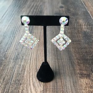 NWOT Crystal AB rhinestone ballroom dance earrings